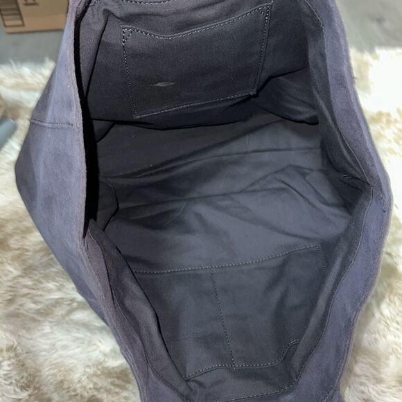M.I.L.A. Suede Dark Gray Shoulder Tote Bag Purse | Sz OS - Picture 6 of 7